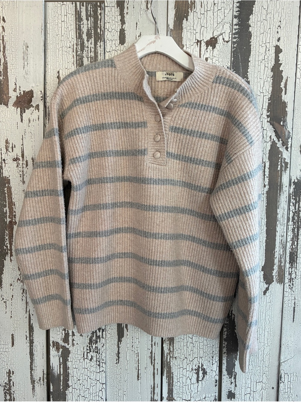 Anthropologie-Atoir Sara Knit Sweater Striped 5 Button Placket Size6/M